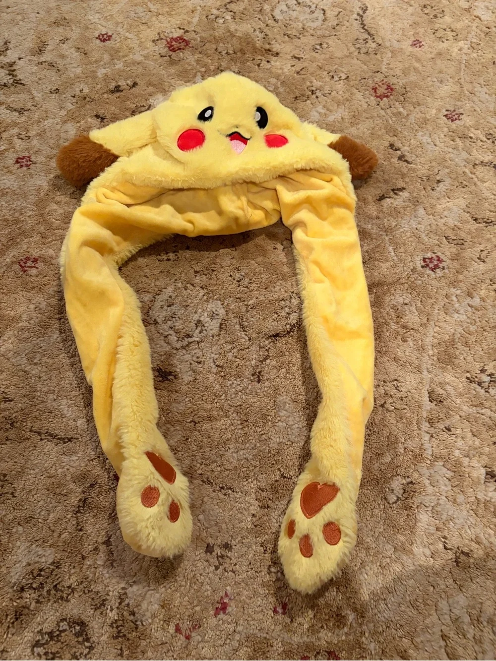 Yellow Plush Pikachu-Style Pet Headband hat with pump to move ears EUC collect